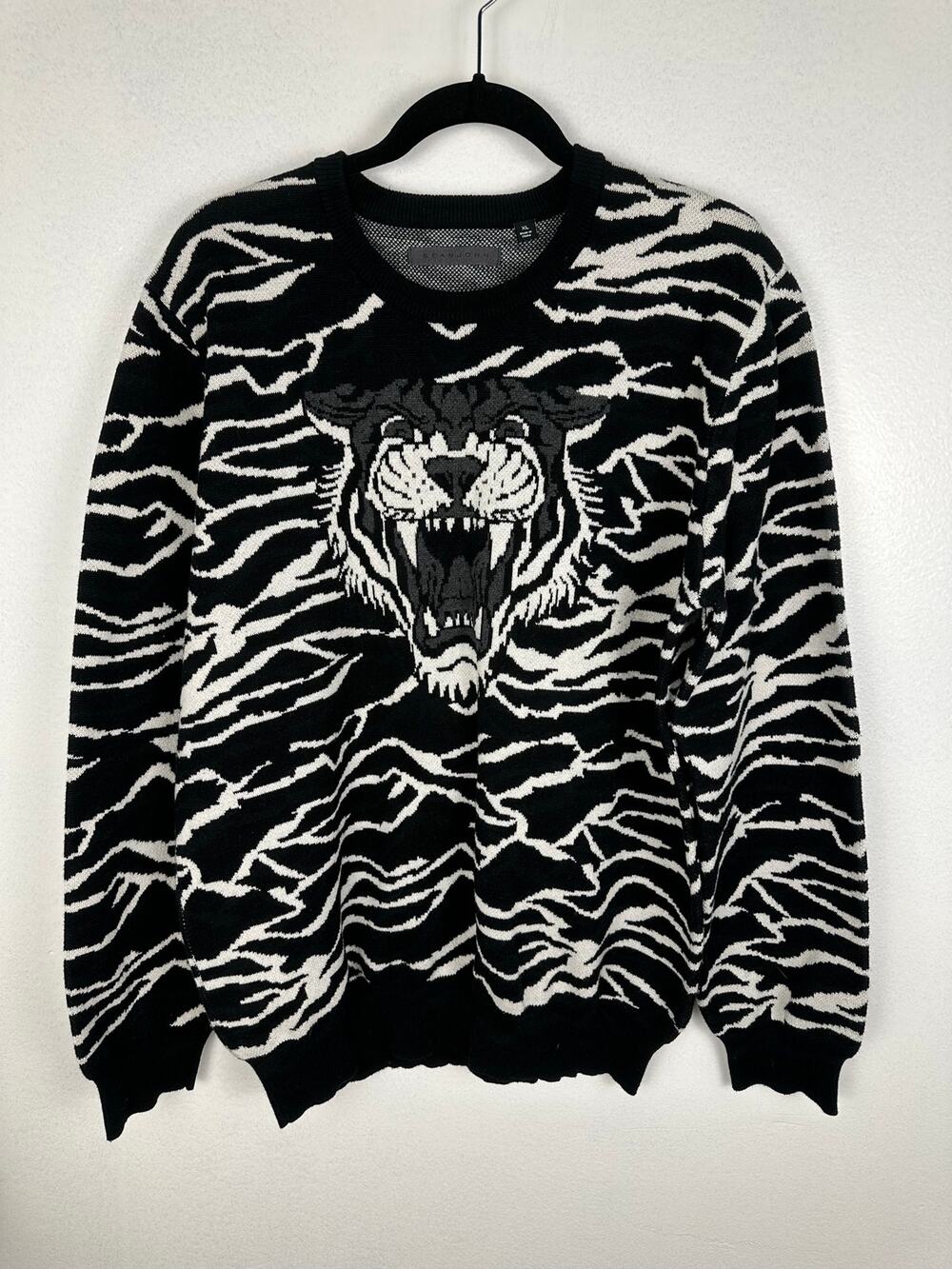 Sean John Men's Tiger Jacquard Knit Pullover Sweater urban vintage streetwear XL